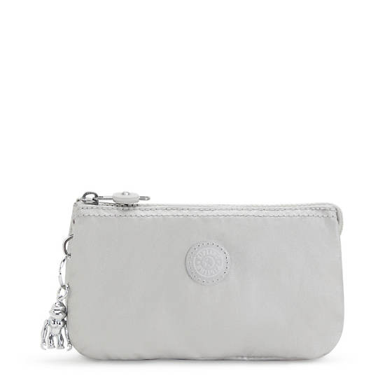 Sacs Kipling Creativity Large Metallic Pouch Beige | FR 1132PJ